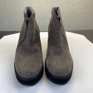 Eileen Fisher Women's Size 9.5 Ankle Boot  Alto Wedge Lug Bootie in Grey Suede
